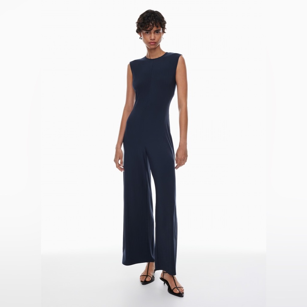 Aritzia Navy Sleeveless Wide-Leg Jumpsuit